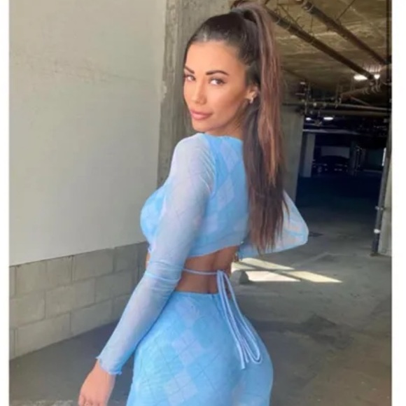 Tiger Mist argyle mesh crop top - Picture 4 of 11